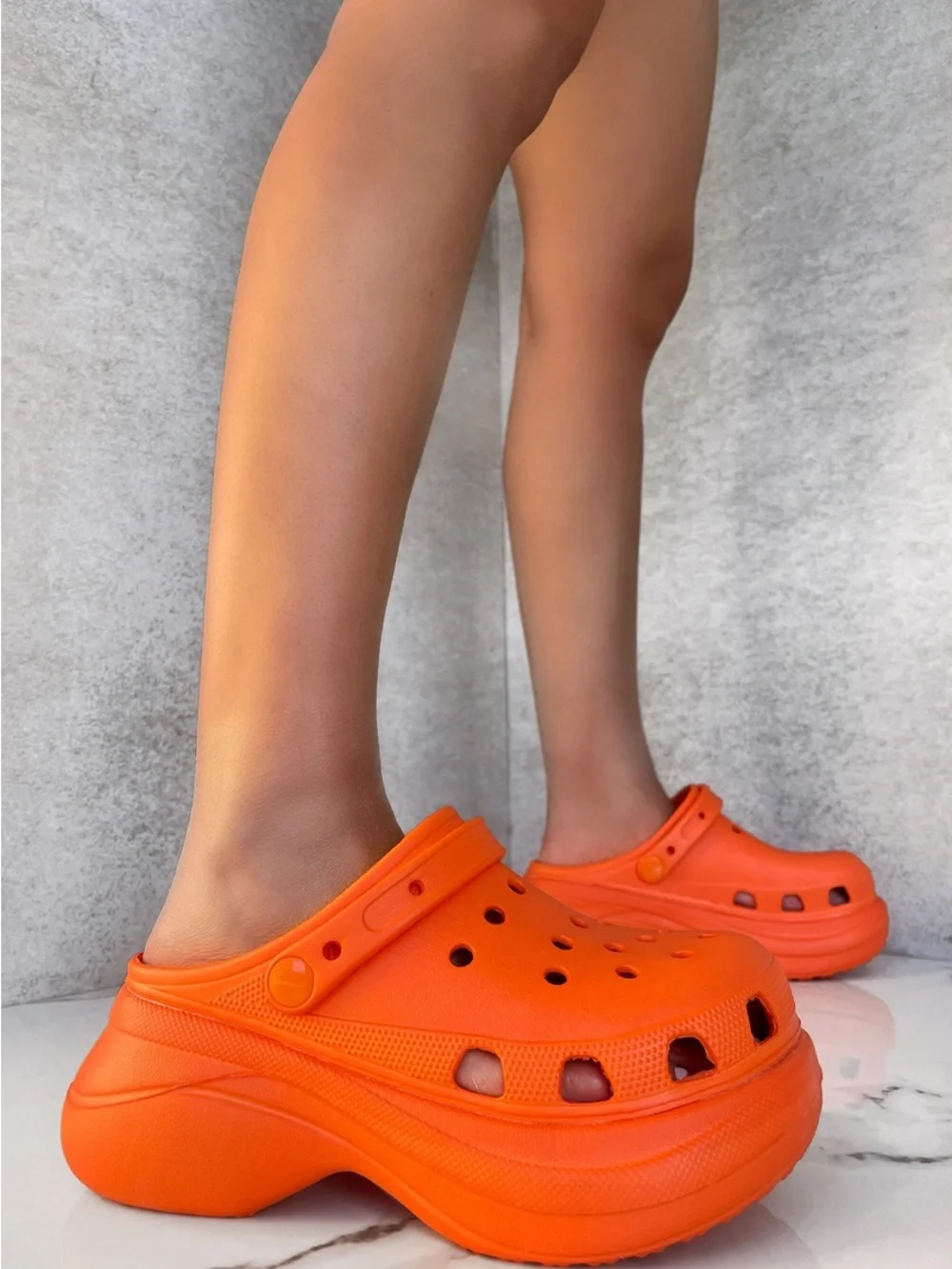 Orange Clog Platform Slip-On Comfy Slide Shoes